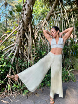 Beige flare pants