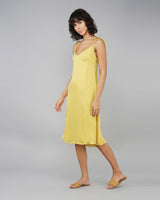 Bias-cut slip dress banana yellow