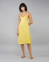 Bias-cut slip dress banana yellow