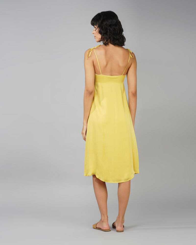 Bias-cut slip dress banana yellow