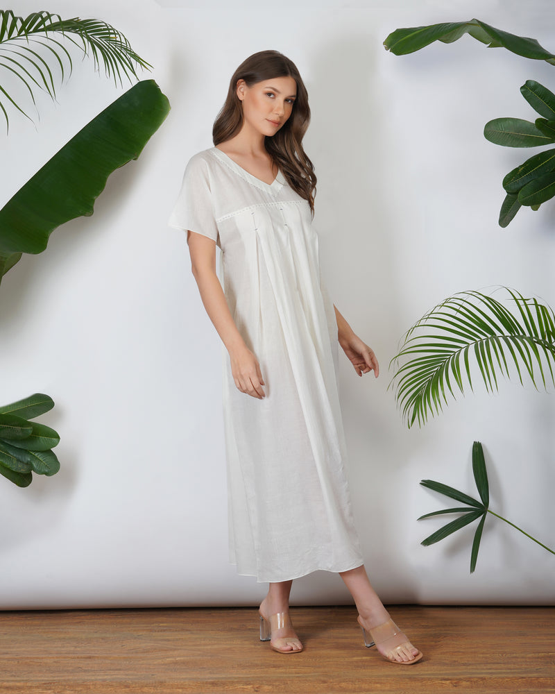 sheer muslin dress Lace-trimmed silk crpe muslin maxi dress in pink - Saint Laurent